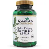 Swanson Health D3-vitamin, 2 000 IE, 250 kapslar