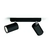 Philips myLiving Kosipo tak-/väggspotlight 2 x, Utanpåliggande spotlight, GU10, 2 lampor, LED, 220-240 V, Svart