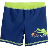 Playshoes Badshorts 'Krokodil' royalblå / neongrön / pastellorange