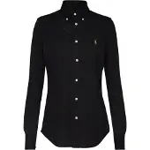 Ralph Lauren för kvinnor. 211664427010 Slim fit oxfordskjorta i svart bomullsjersey (XS), Casual, Lång ärm