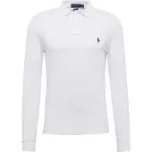 Ralph Lauren för män. 710681126001 Långärmad vit Slim Fit piké polotröja, vit (XXL), Casual, Bomull, Lång ärm