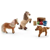 Schleich Figurine - Mini Shetland Family - Miniatyrponnymodell - 8 delar