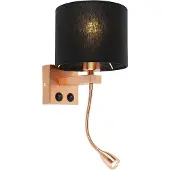 QAZQA Art Deco vägglampa koppar med svart skärm - Brescia
