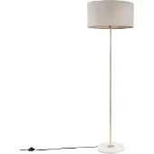 QAZQA Golvlampa mässing med grå skärm 50 cm - Kaso