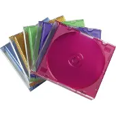 Hama CD-fodral, smalt 00051166 1 CD/DVD/Blu-Ray Transparent-blå, Transparent-orange, Transparent-violett, Transparent-grön, Transparent-röd Polystyren 25 st