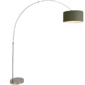 QAZQA Bågelampa stål med mossa grön skärm 50/50/25 - XXL