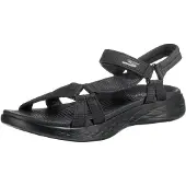 SKECHERS för kvinnor. 15316 On The Go 600 Svarta Brilliacy-sandaler (40), Tyg, Karta, 1 till 3 cm, Kardborreband, Casual