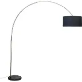 QAZQA Bågelampa i stål med tygskärm svart 50 cm - XXL