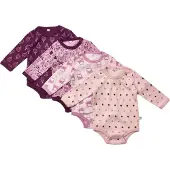 Pippi Baby Bodies l/ä - 4-pack - Rosa/Lila m. Mönster - - 68 - Body L/Ä