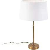QAZQA Bordslampa i brons med linneskärm vit 35 cm - Parte