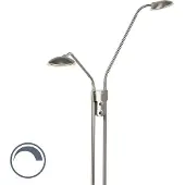 QAZQA Modern golvlampa i stål med läslampa inkl. LED - Eva