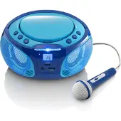 Lenco Bärbar FM-radio CD/MP3/USB Mikrofon och ljuseffekter Blå