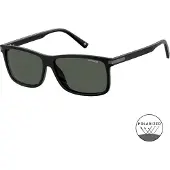 Polaroid Rectangle Mens Black Grey Polarized Solglasögon