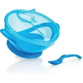 Nuby Skål m. Sked - Blå - - One Size - Skål