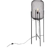 QAZQA Modern golvlampa svart - Bliss Mesh