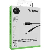 Belkin - Lightning- till hörlursuttag-kabel - Lightning hane till mini-phone stereo 3.5 mm hane - 91.4 cm - svart