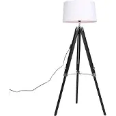 QAZQA Golvlampa stativ svart med skärm 45 cm linne vit