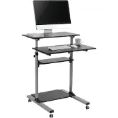 Logilink Sitt-/ståskrivbord justerbar i höjdled, med hjul Höjdintervall: 93.8 till 1.378 m (B x D) 70 cm x 70.5 cm Silver BP0070 BP0070