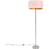 QAZQA Golvlampa stål med rosa skärm 50 cm - Simplo