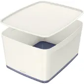 Leitz Opbevaringsboks MyBox Large med låg hvid/grå - (4 stk.)