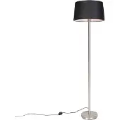 QAZQA Modern golvlampa stål med svart skärm 45 cm - Simplo