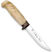Marttiini Lynx Deluxe Bronze 450012, Polished Stainless Steel, Bronze Guard, Curly Birch outdoor knife