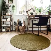 NATURL. Rund jutematta | Fair grön hos Volero | Ø 100 cm | Jute | Enfärgad | Rund | Plattvävd