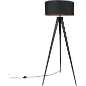 QAZQA Modern golvlampa svart med svart skärm - Ilse