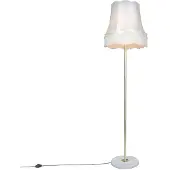 QAZQA Retro golvlampa mässing med mormorslampa grädde 45 cm - Kaso