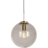 QAZQA Modern pendellampa mässing med rökglas 30 cm - Ball