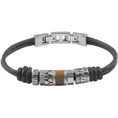 Fossil Armband mörkbrun / silver
