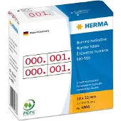Herma - Röd - 10 x 22 mm 2000 etikett (er) (1000 ark x 2) självhäftande nummeretiketter