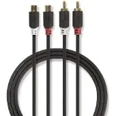 Nedis - Ljudkabel - RCA hane till RCA hona - 2 m - antracit - rund