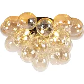 QAZQA Design taklampa svart med bärnstensglas 6-ljus - Uvas