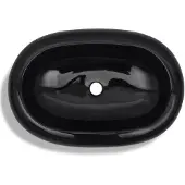 vidaXL Handfat svart keramisk oval