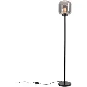 QAZQA Design golvlampa svart med rökglas - Qara