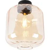 QAZQA Design taklampa svart med bärnstensglas - Qara