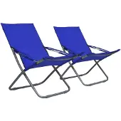 vidaXL Hopfällbara strandstolar 2 st tyg blå