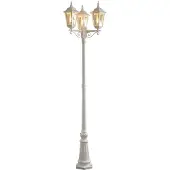 Konstsmide Lyktstolpe Firenze, 3 lampa, vit FIRENZE, dimbar, Vitt / opal, Glas, Lantlig / rustik