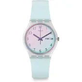 Swatch Quartz Serie Dubbeldatum Laser Spegel Vattentät Klocka Unisex Klockor Blå GE713 Sky Blue
