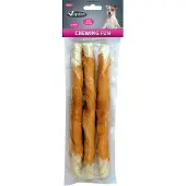 Brekz Rawhide Dog Chews rullpinnar av råhud med kyckling hundgodis (28 cm)