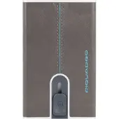 Piquadro Blue Square läder korthållare, kvadratisk glidsystem med kompakt för sedlar, PP4891B2R-GR6, grå (för män)