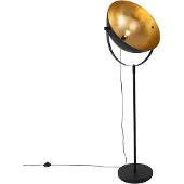 QAZQA Industriell golvlampa svart 50 cm med justerbar guld - Magnax