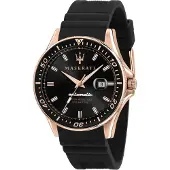 Maserati Sfida Svart Silikon/Gummi Herrklocka Mekanisk Automatisk R8821140001 svart