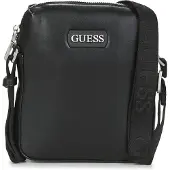 GUESS Dan dokumenthållare läder crossbodyväska svart mini för män