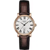 Tissot Carson Automatisk Mekanisk Urverk 50M Vattentåligt Klocka Silverurtavla Rostfritt Stålboett Äkta Läderarmband T122.207.36.033.00 Brown