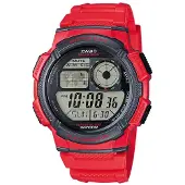 Casio herrklocka i grått och rött stål AE1000W-4AVEF sport 10 atm