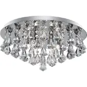 Searchlight Kristall taklampa Hanna, dimbar, Genomskinlig / transpare, Vardagsrum / matsal, Metall, Taklampa