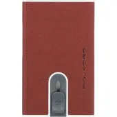 Piquadro korthållare i läder, burgundy, unisex
