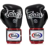 Super Merchant Fairtex äkta läder boxningshandskar BGV5 Svart 12oz